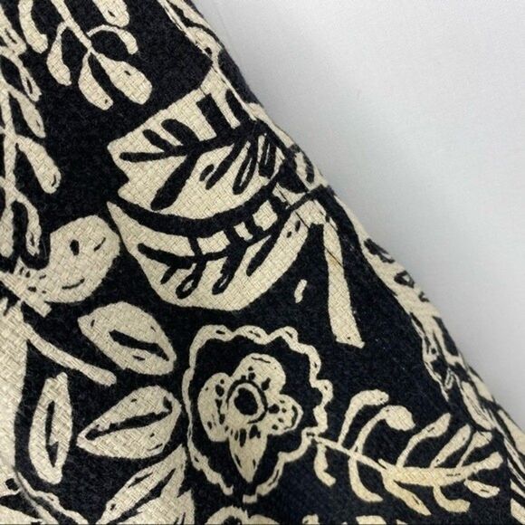 ELCC Blazer Womens M Black Cream Batik Leaf Floral Print 3 Button Jacket Vintage - Picture 5 of 8